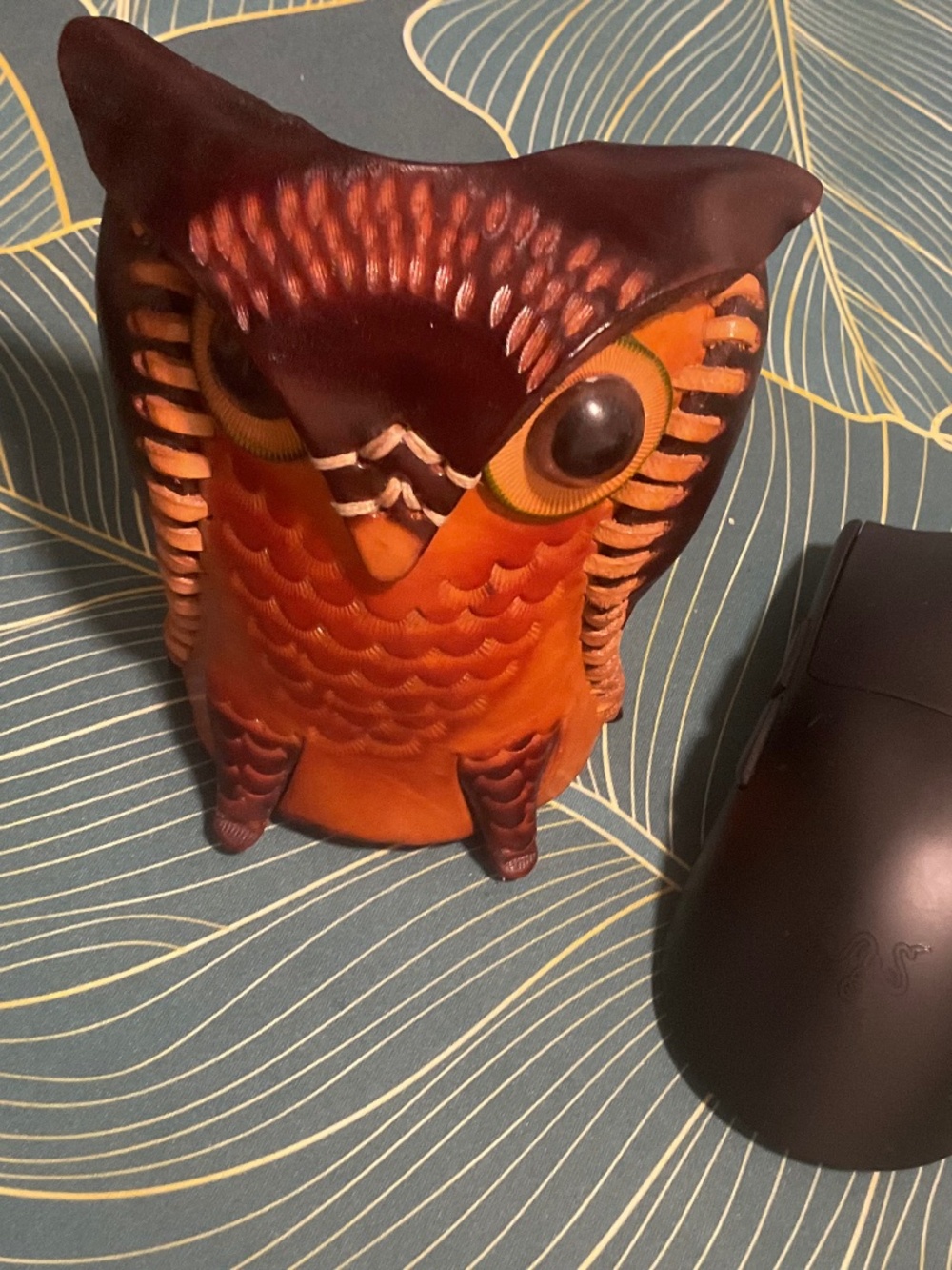 Owl-Hand crafted leather owl pen holder